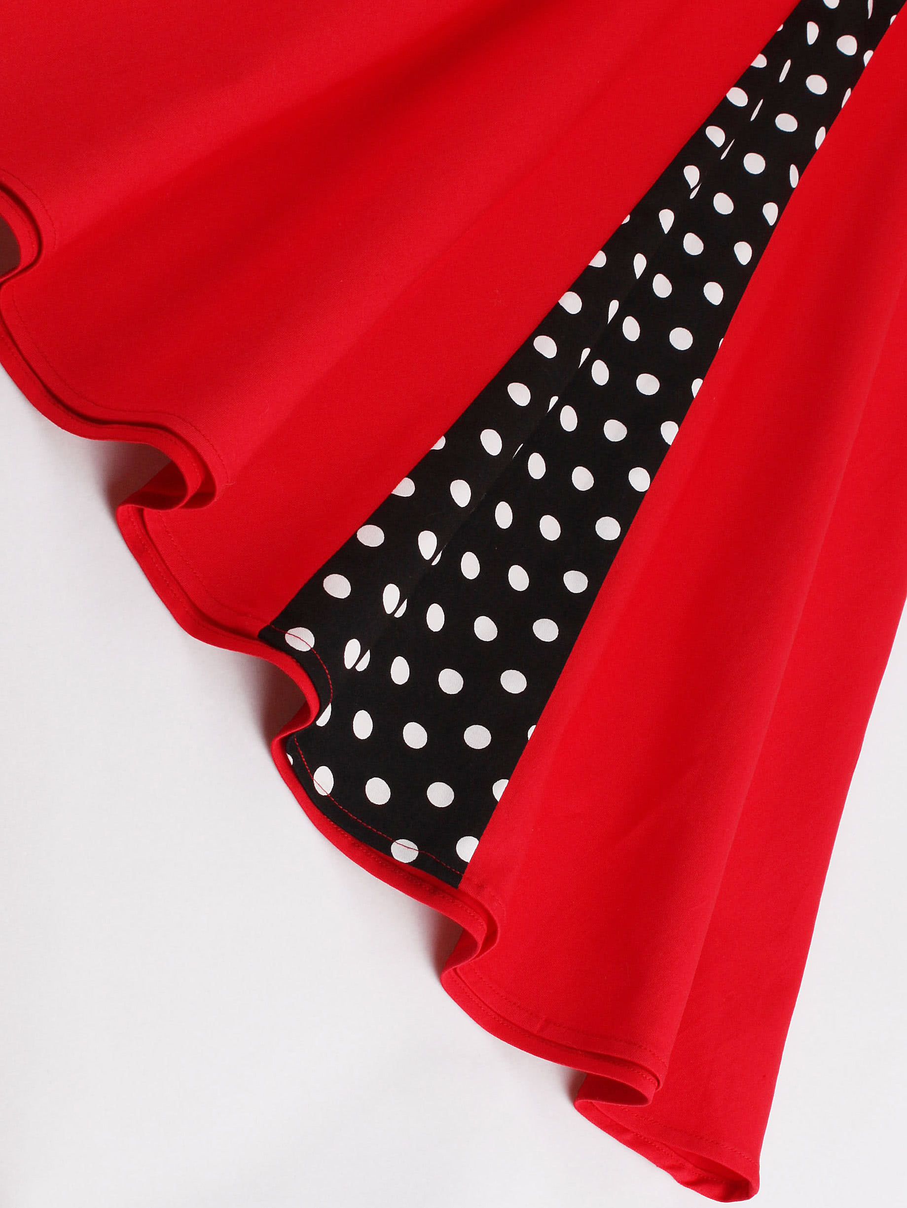 contrast polka dot flare dress
