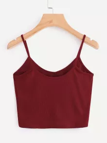 SHEIN EZwear Áo hai dây màu trơn Burgundy Kỳ nghỉ - Màu Đỏ Sâu - Xem 2
