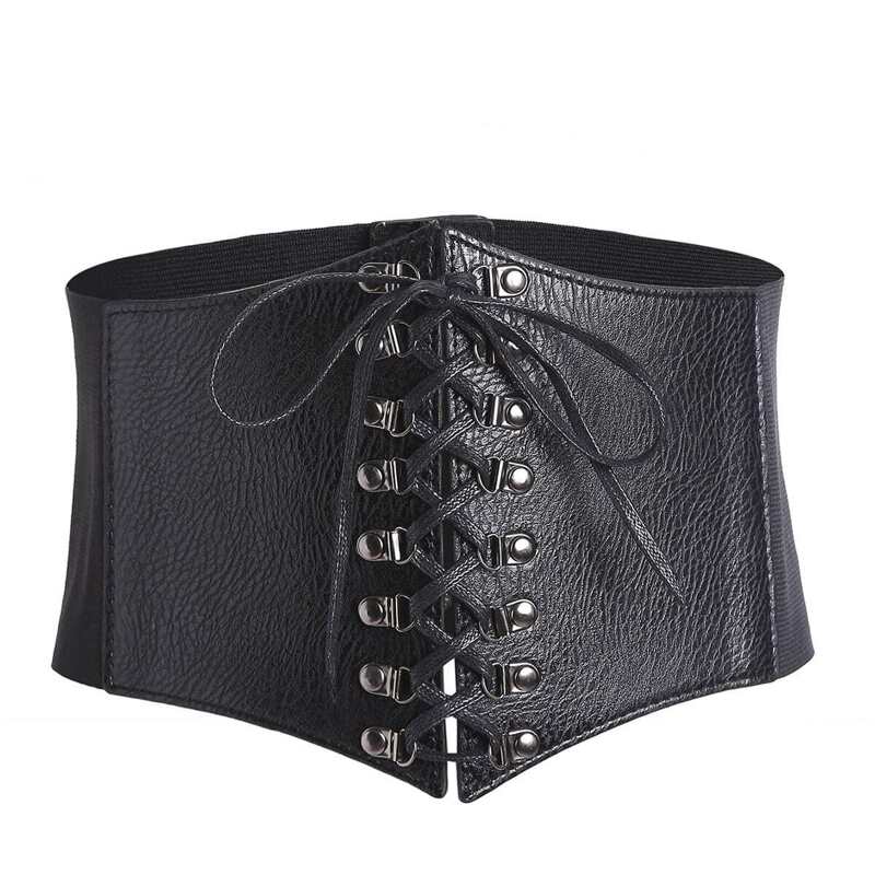 

Lace Up Corset Belt, Black