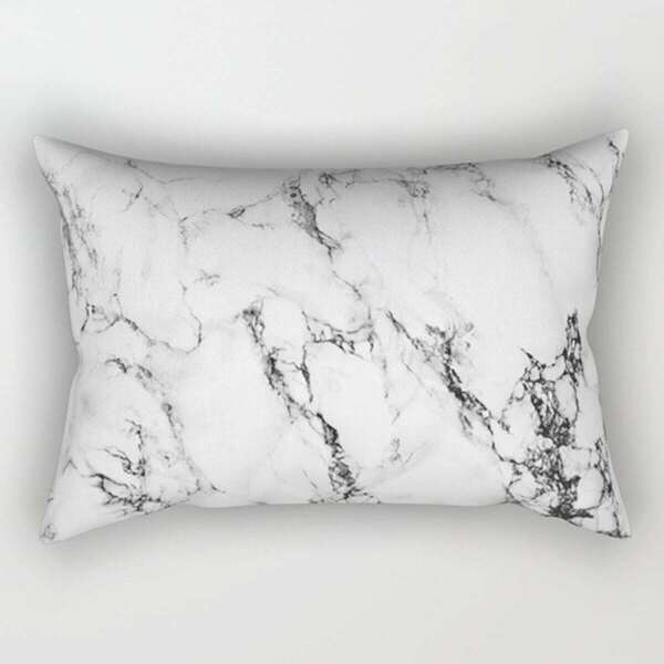 

Marble Print Pillowcase Cover, White