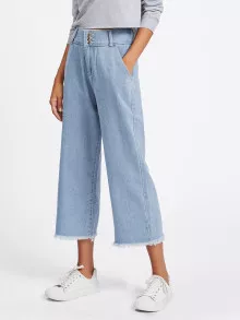 Quần jean màu trơn Màu xanh lam Casual - Màu xanh bụi bặm - Xem 3