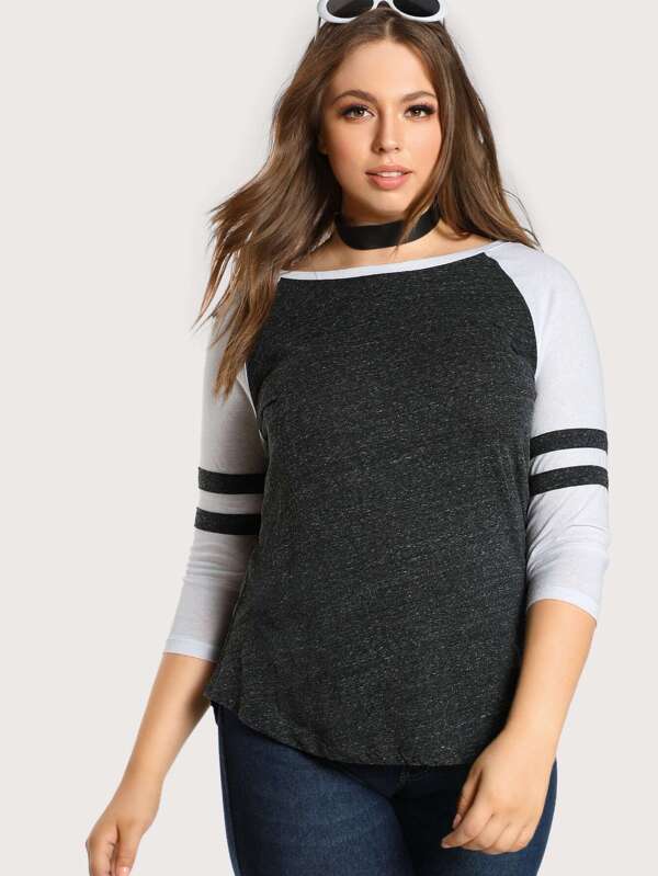 plus baseball quarter sleeve top baseball quarter