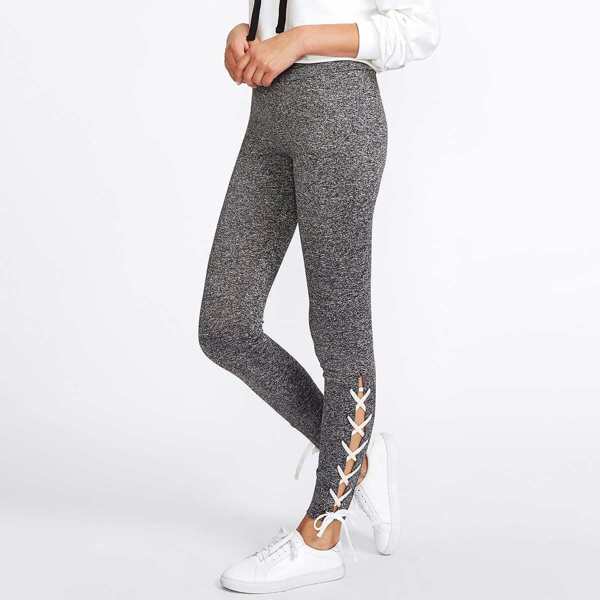 

Lace Up Side Marled Knit Leggings