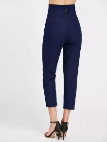 Pantalones pirata de talle alto con cordones - Azul Marino - Ver 2