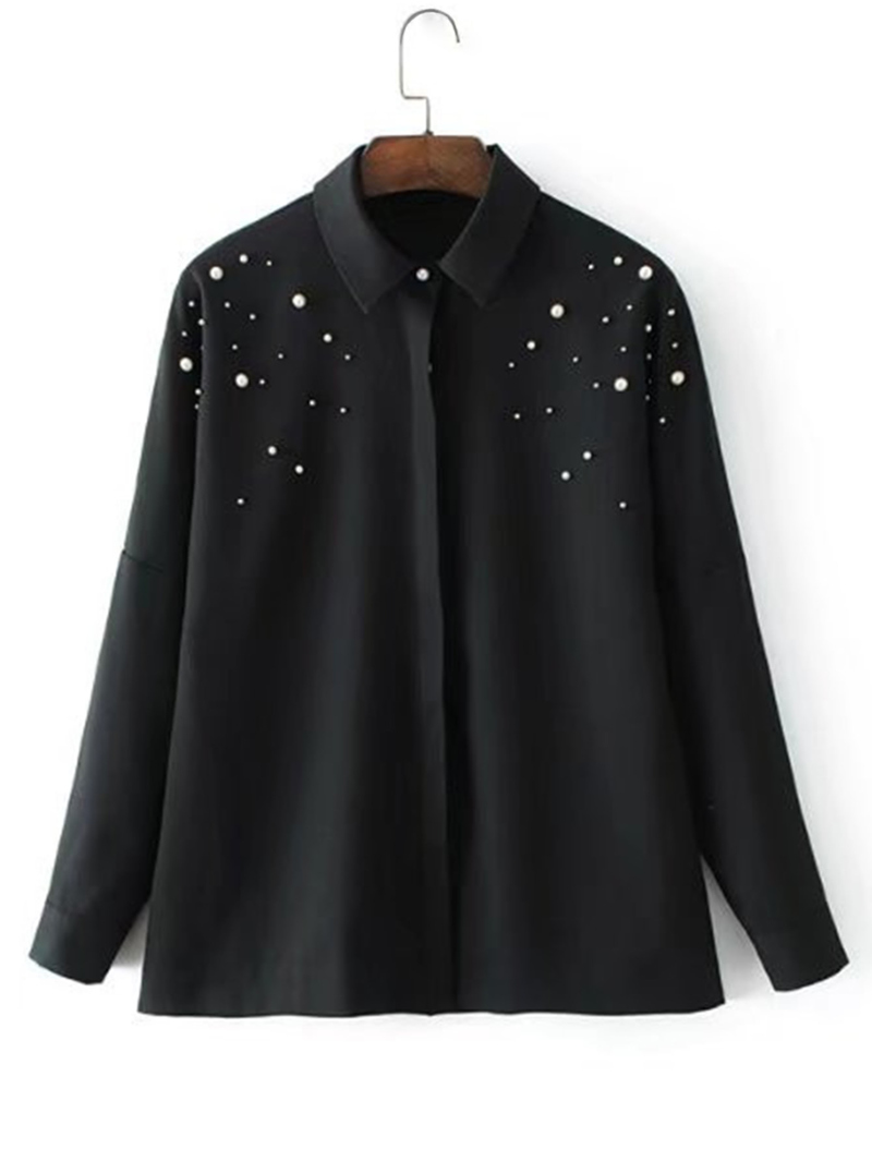 

Faux Pearl Embellished Blouse, Black