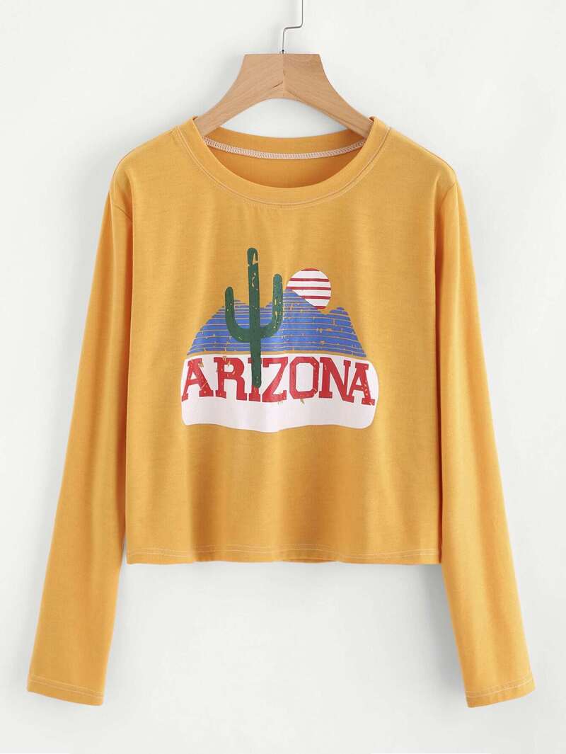 

Graphic Print T-shirt, Yellow