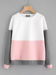 SHEIN Cut And Sew Textured Sweatshirt - Multicolor - View 1