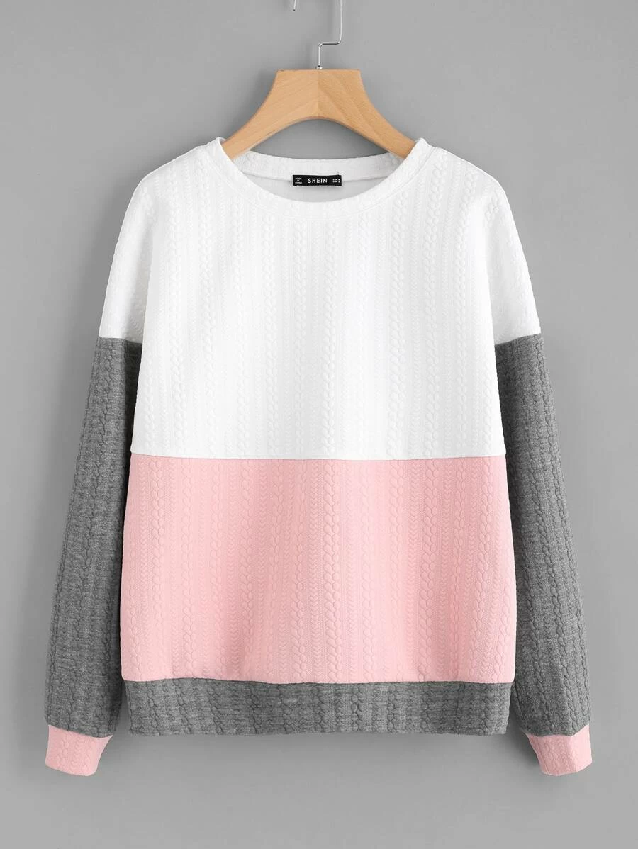 SHEIN Cut And Sew Textured Sweatshirt - Multicolor - View 1