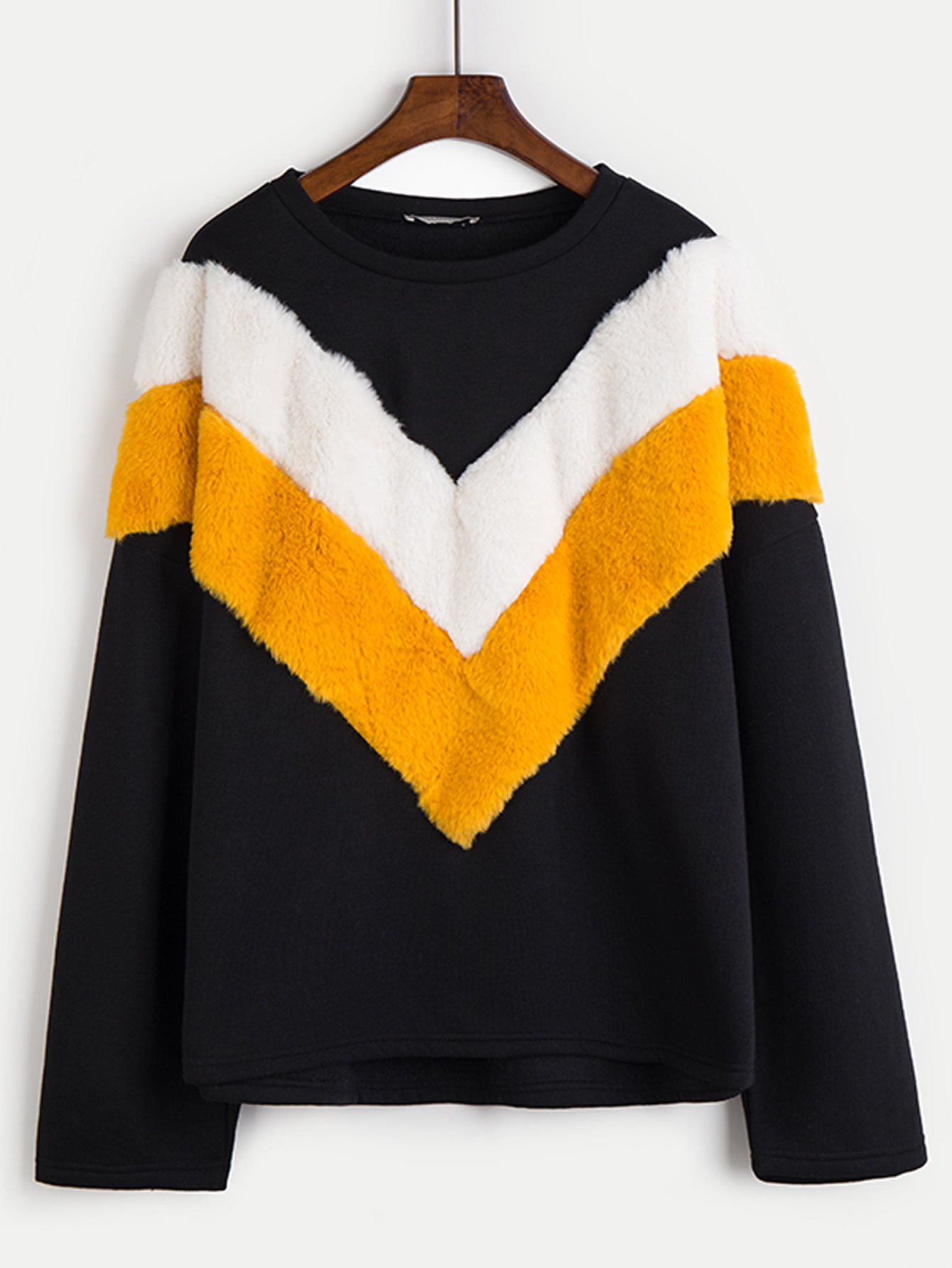 

Cut And Sew Faux Fur Panel Sweatshirt, Multicolor