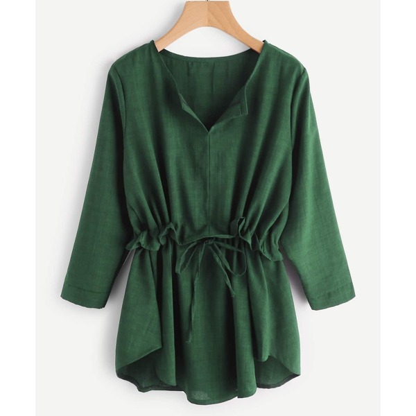 

Drawstring Waist Frill Blouse