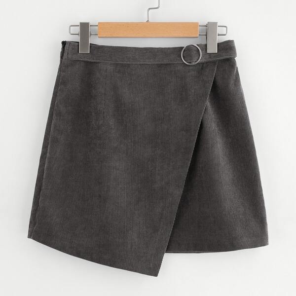 

O-Ring Belt Detail Cord Wrap Skirt