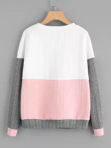 SHEIN Cut And Sew Textured Sweatshirt - Multicolor - View 2