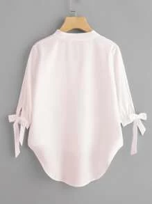 Blusa con lazos en los puños - Rosa - Ver 2