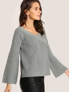 Criss Cross Ribbed Sweater GREY - Grey - View 1