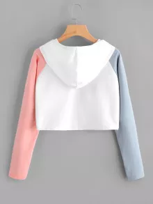 SHEIN Unity 外星人印花撞色袖连帽套头衫 秋季 - 彩色 - 查看 2