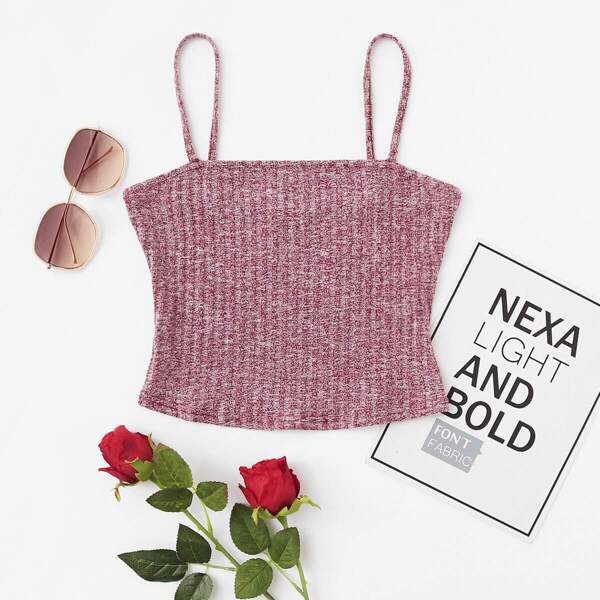 

Rib Knit Marled Cami Top, Burgundy