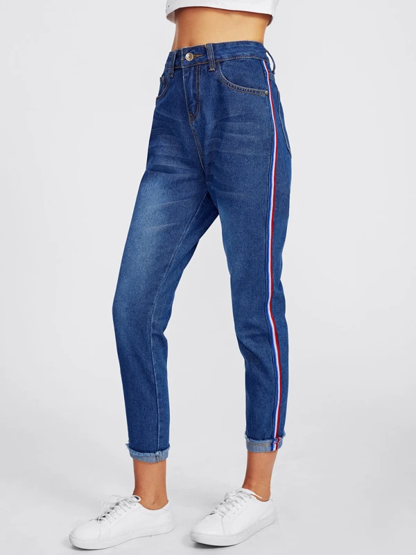 frayed hem mom jeans