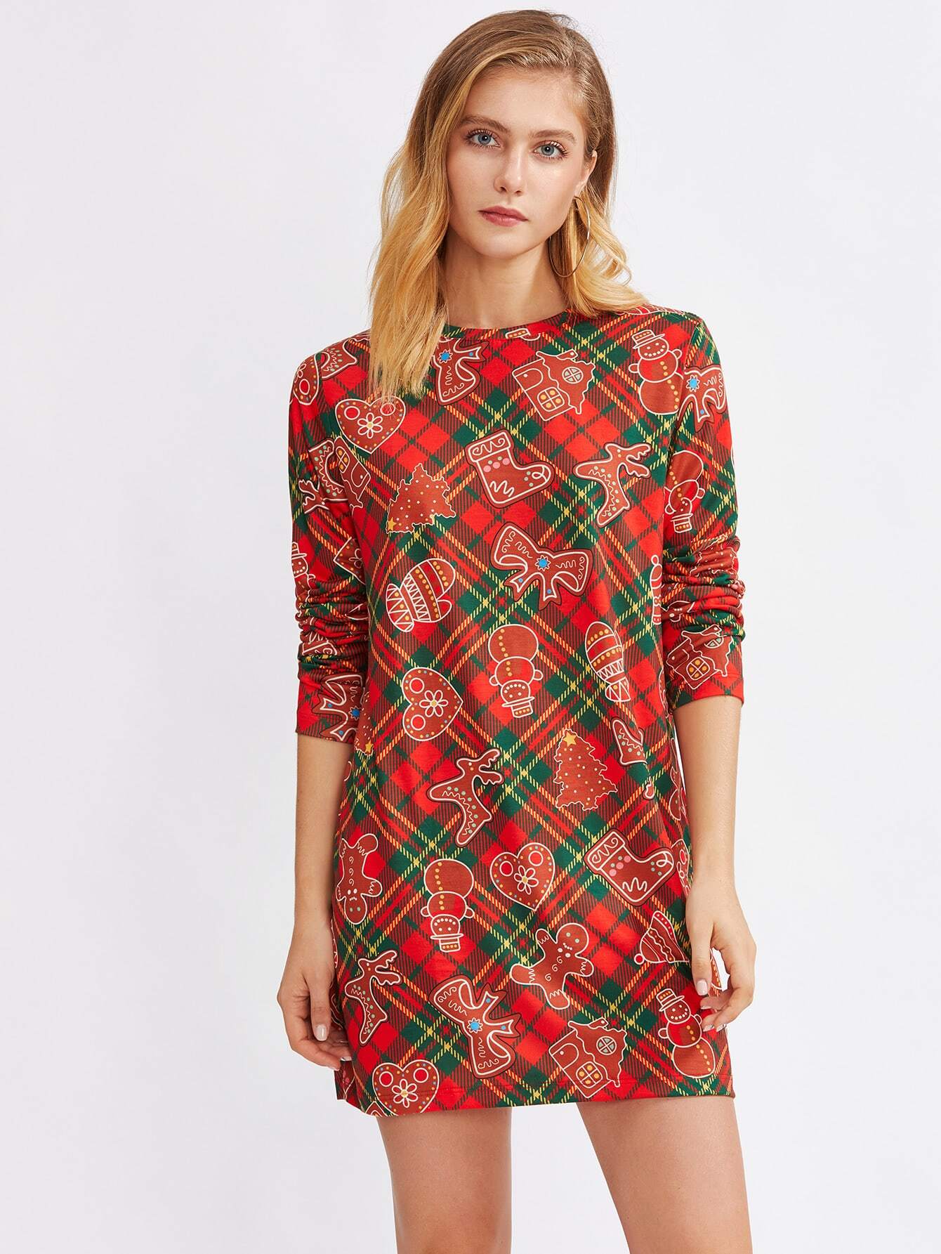 SHEIN Vestido con estampado de Navidad | Mode de Mujer | SHEIN España