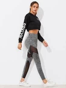 Leggings con cremallera panel con malla - Multicolor - Ver 4