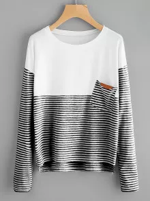 Camiseta con parte de rayas