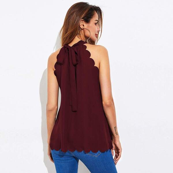 

Scallop Trim Self Tie Halter Top