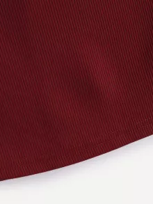 SHEIN EZwear Áo hai dây màu trơn Burgundy Kỳ nghỉ - Màu Đỏ Sâu - Xem 4