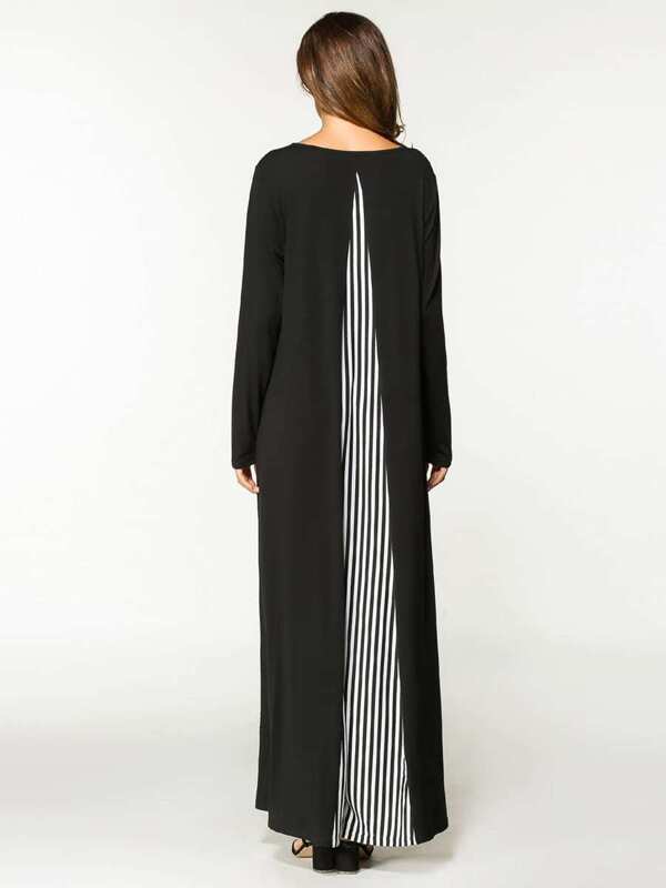 Stripe Contrast Full Length One Piece Dress Shein In Stripe Contrast Full Length One Piece Dress Shein In
