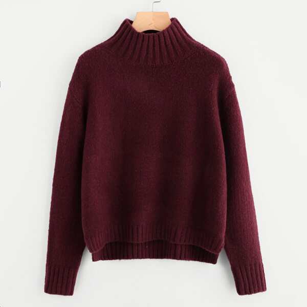 

Drop Shoulder Stepped Hem Sweater