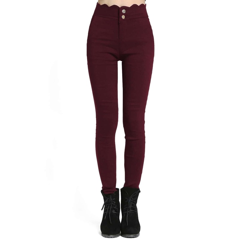 

Scalloped Skinny Pants, Burgundy
