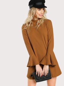 Bell Sleeve Rib Knit Dress