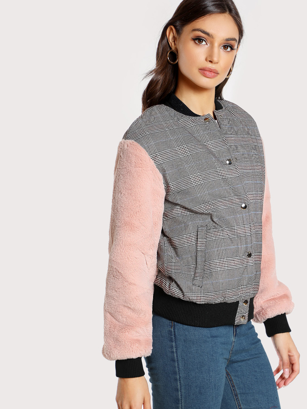 caído hombro piel manga con SheIn sintética de Chaqueta con Spanish xCURFqTnw