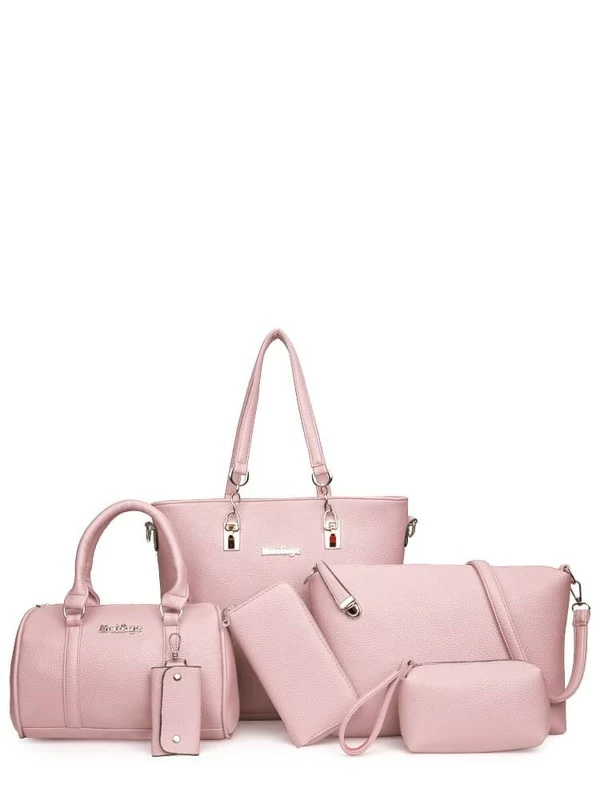 6 Pcs Metallic Letter Stick Tote Bags Set