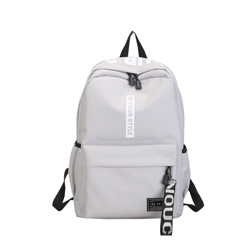 

Letter Detail Strap Front Backpack, Grey