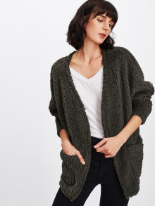 Open Front Teddy Coat