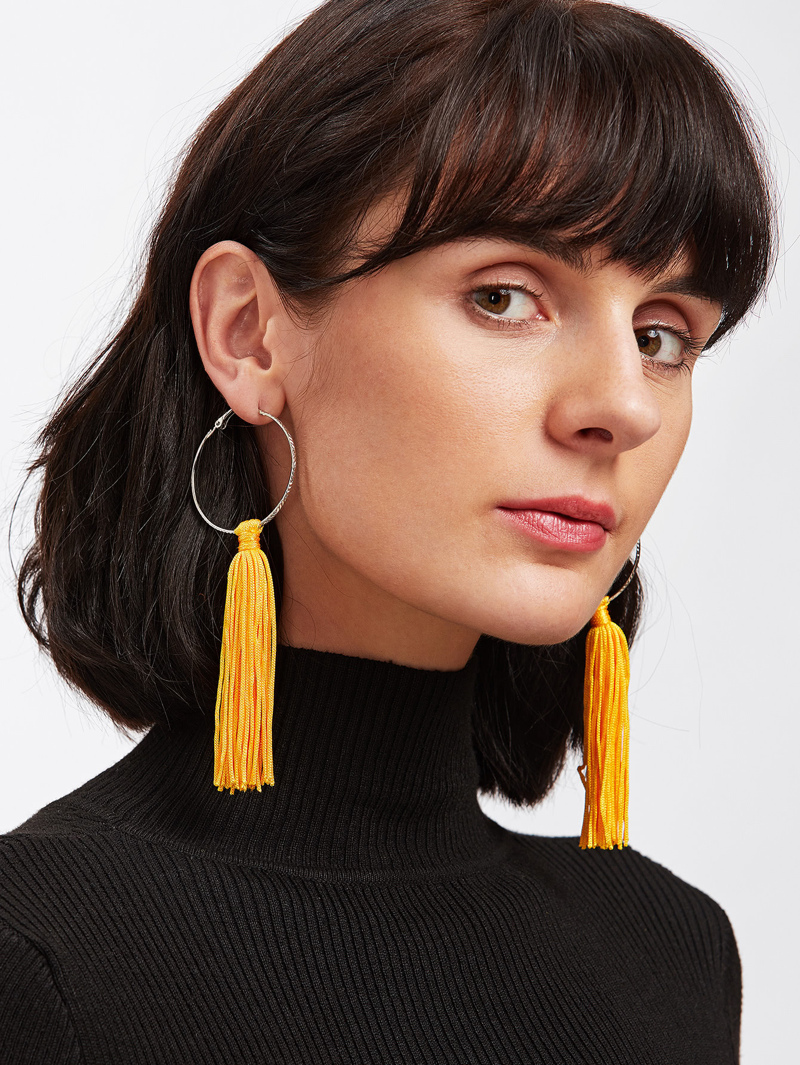 

Tassel Hoop Drop Earrings, Yellow