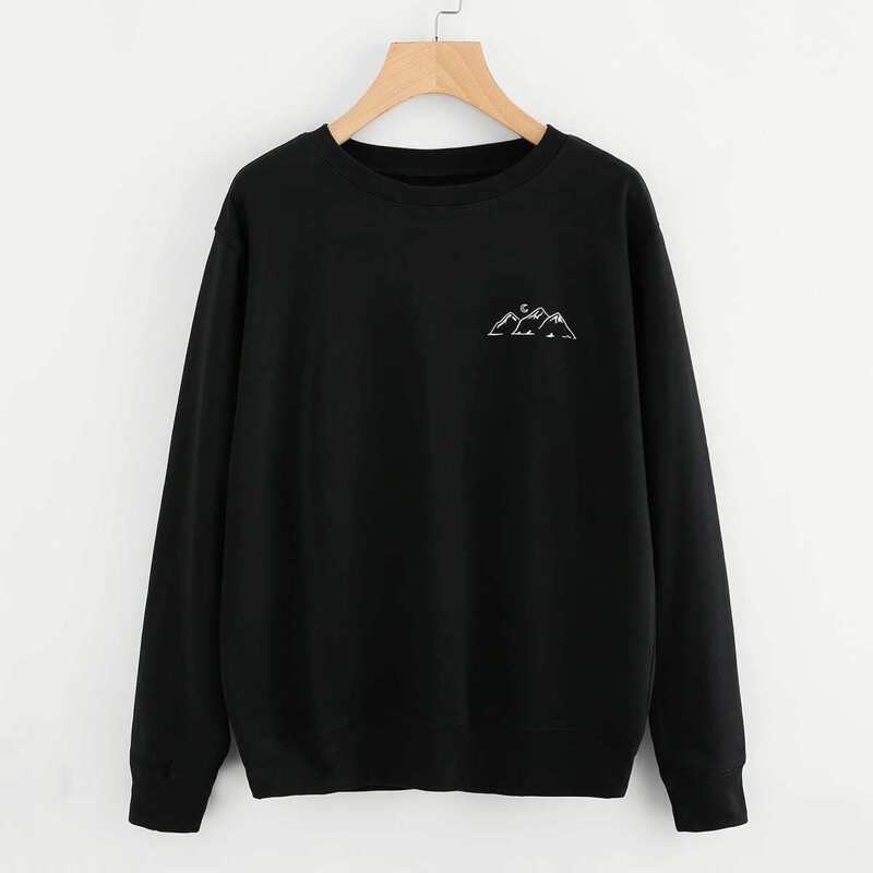 

Graphic Print Sweatshirt, Black