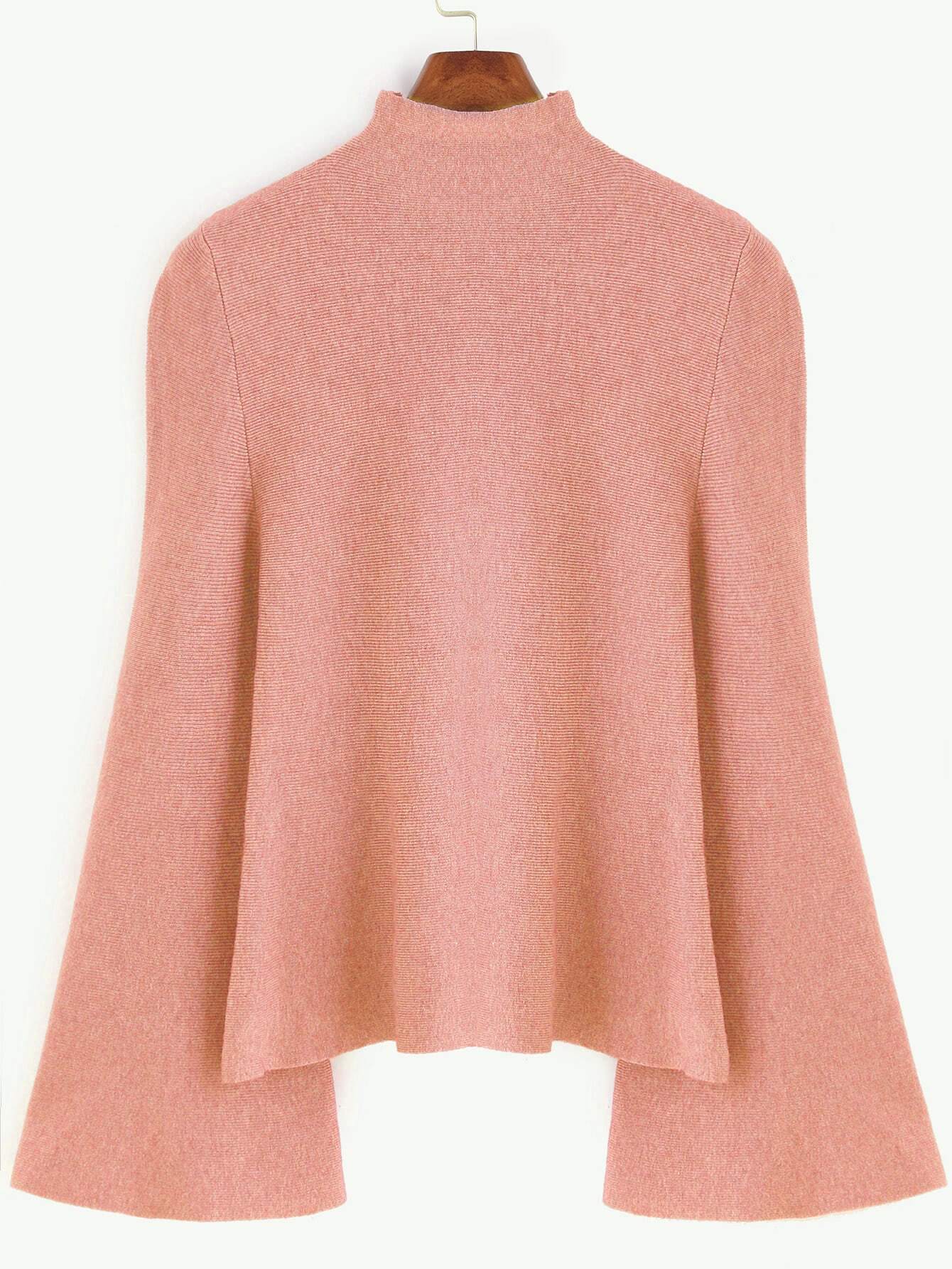 dark pink mock neck bell sleeve jersey sweater