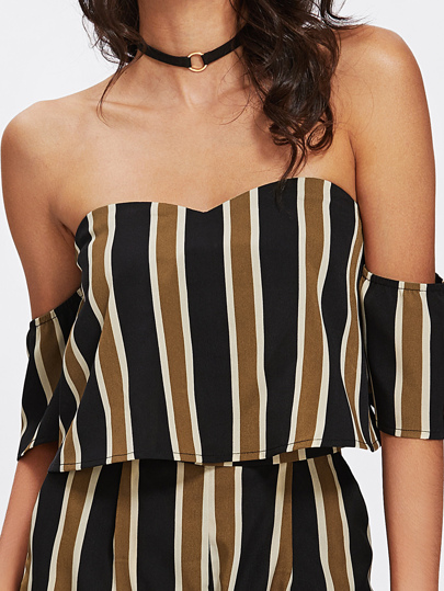 Flounce Layered Neck Striped Jumpsuit