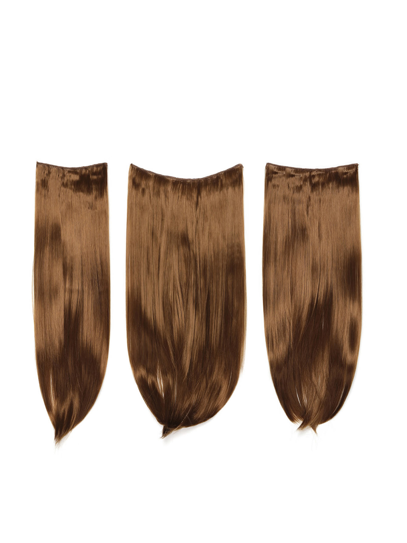 golden brown clip in straight hair extension 3pcs