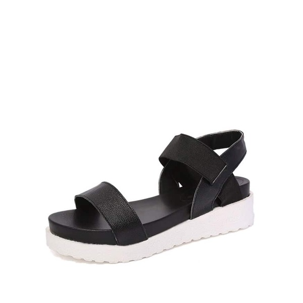 

Open Toe Strap Flat Sandals, Black