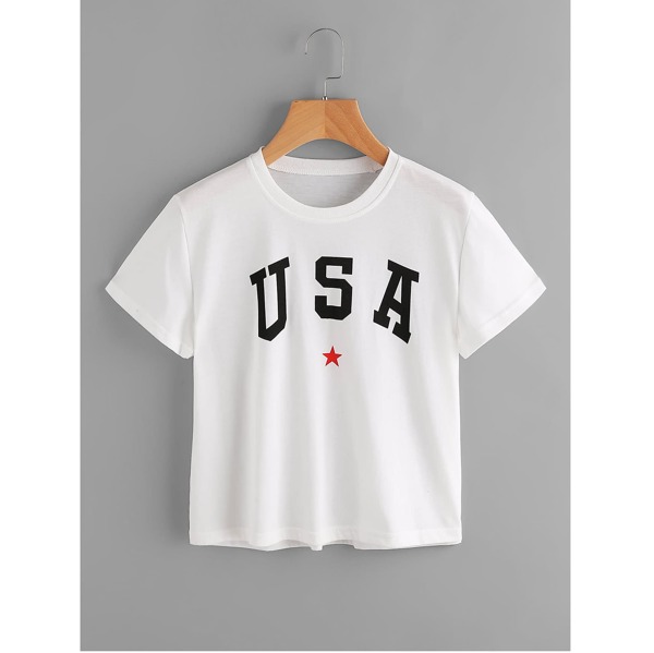 

Letter Print Tee, White