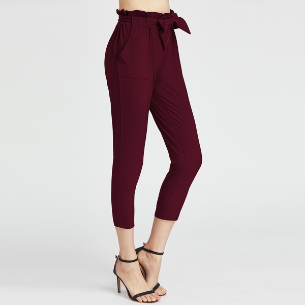 

Ruffle Waist Self Tie Capri Pants