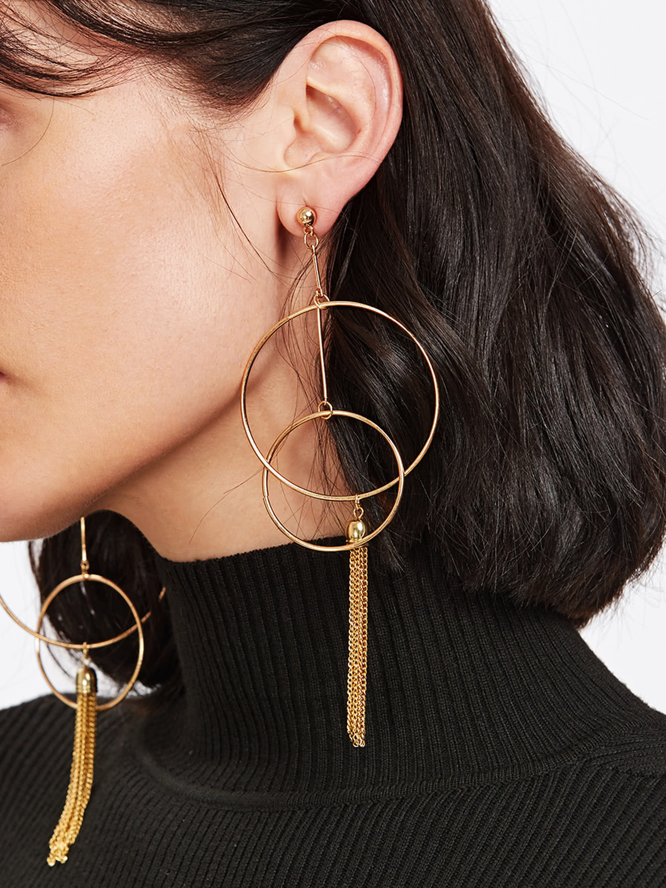 

Double Open Circe & Tassel Drop Earrings, Gold