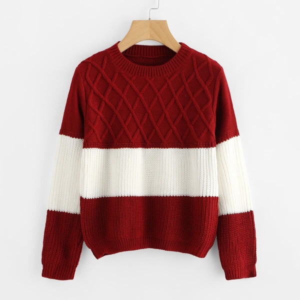 

Color Block Texture Knit Sweater, Multicolor