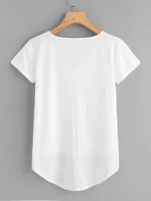 SHEIN Unity Áo thun màu trơn trắng Casual - trắng - Xem 2