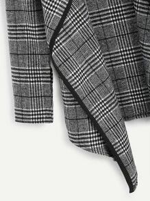 Tartan Plaid Waterfall Neck Jacket - Dark Grey - View 4