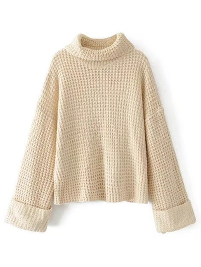 Turtleneck Waffle Knit Sweater