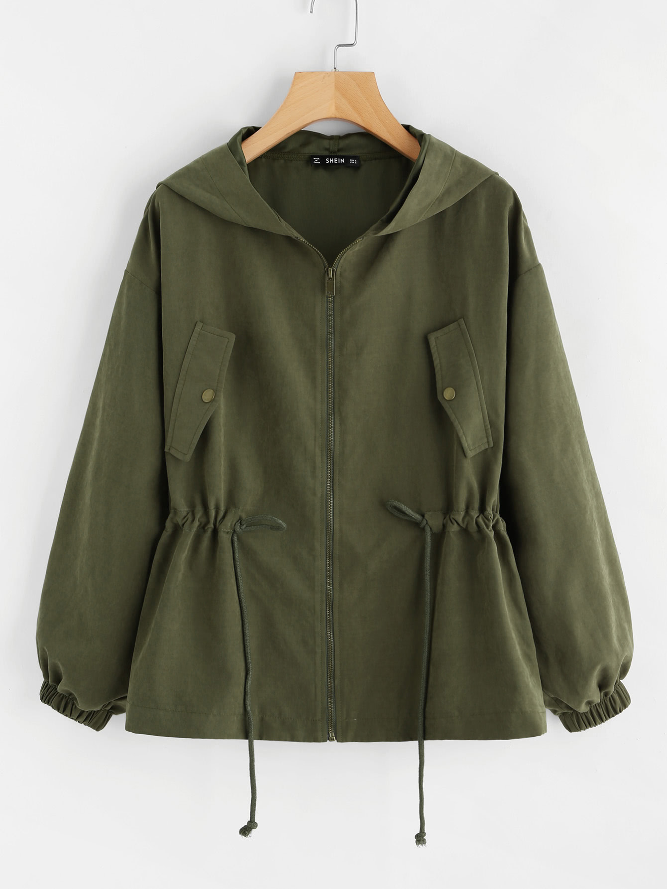 drawstring waist hooded jacket