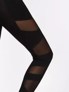 SHEIN Sheer Mesh Panel Leggings - Black - View 5