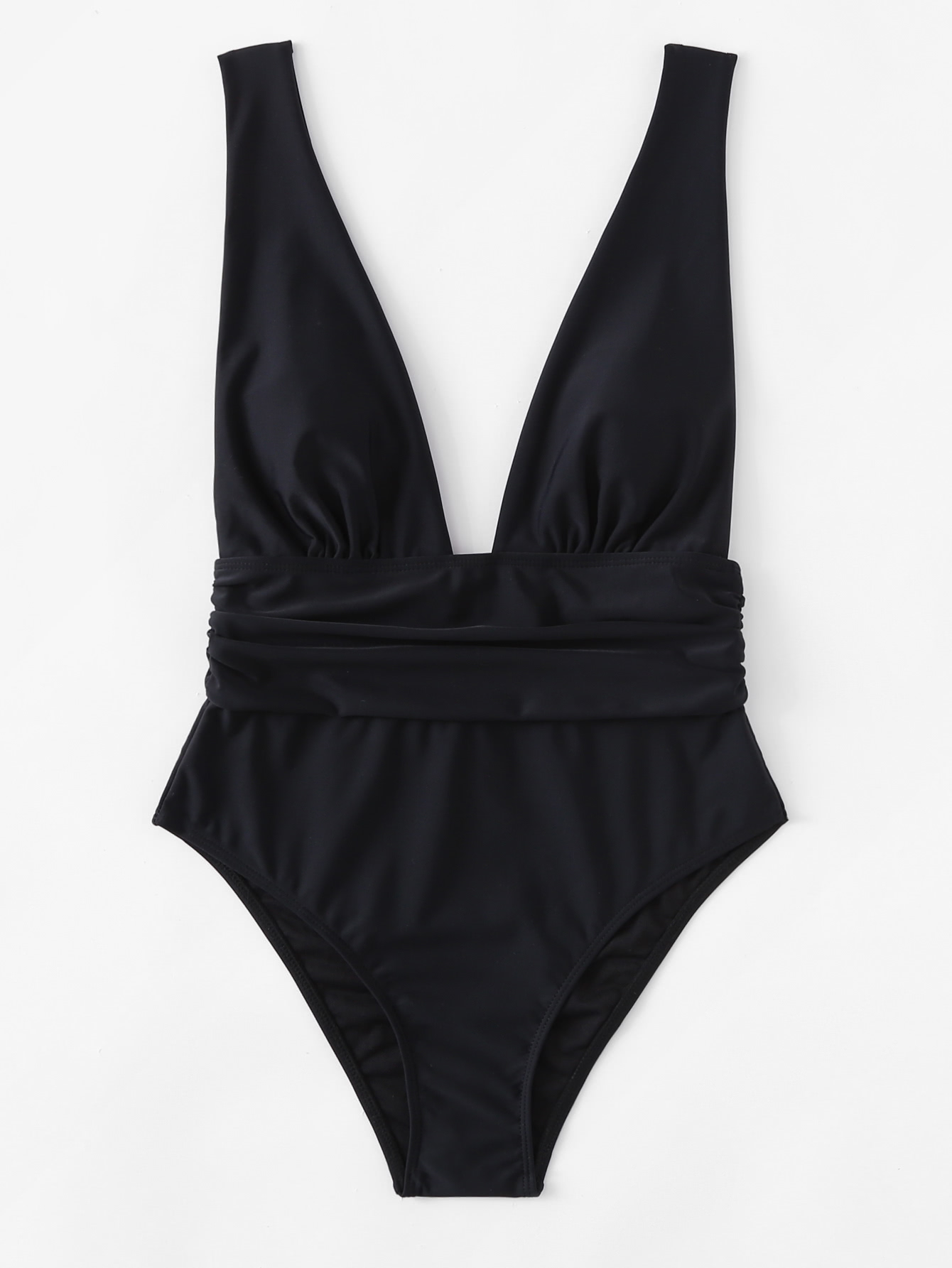Traje de baño Pion Plunge en negro con ribetes